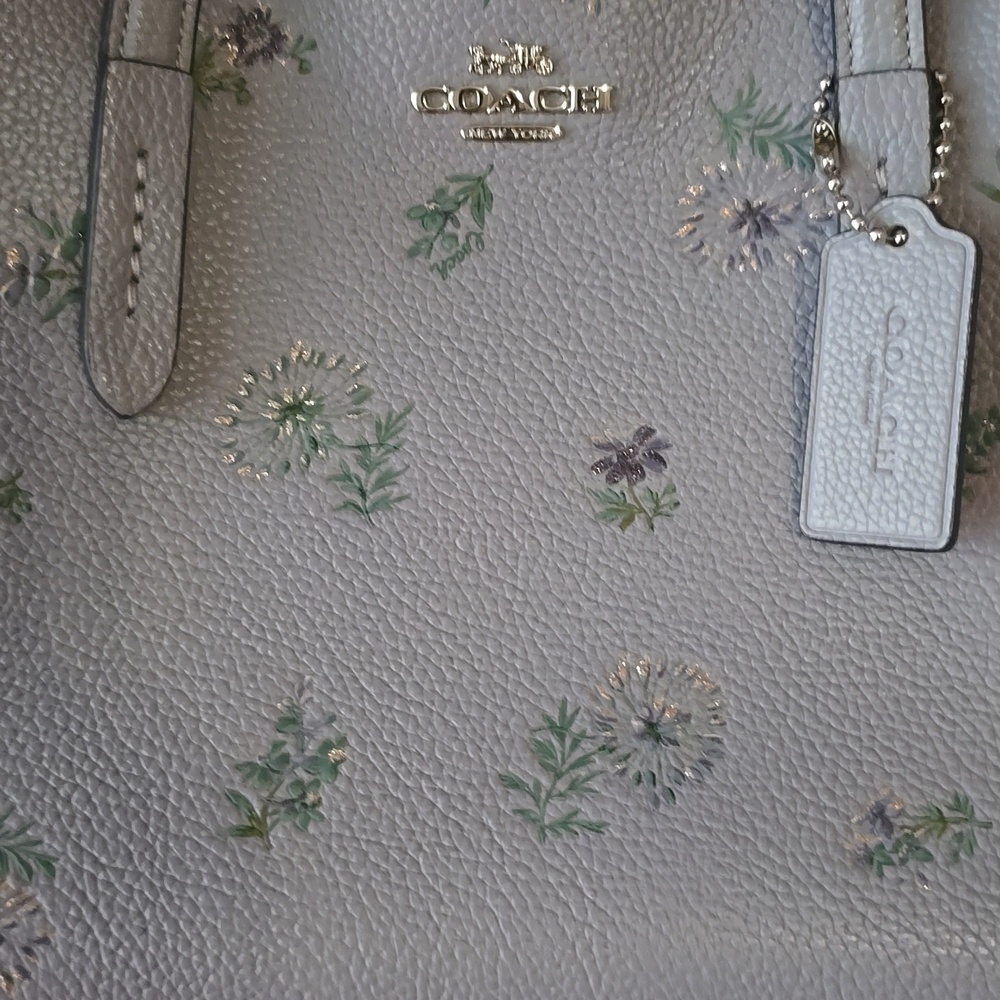 Coach Charlie Leather 28 Carryall In Meadow Print Light Blue - Picture 6 of 11